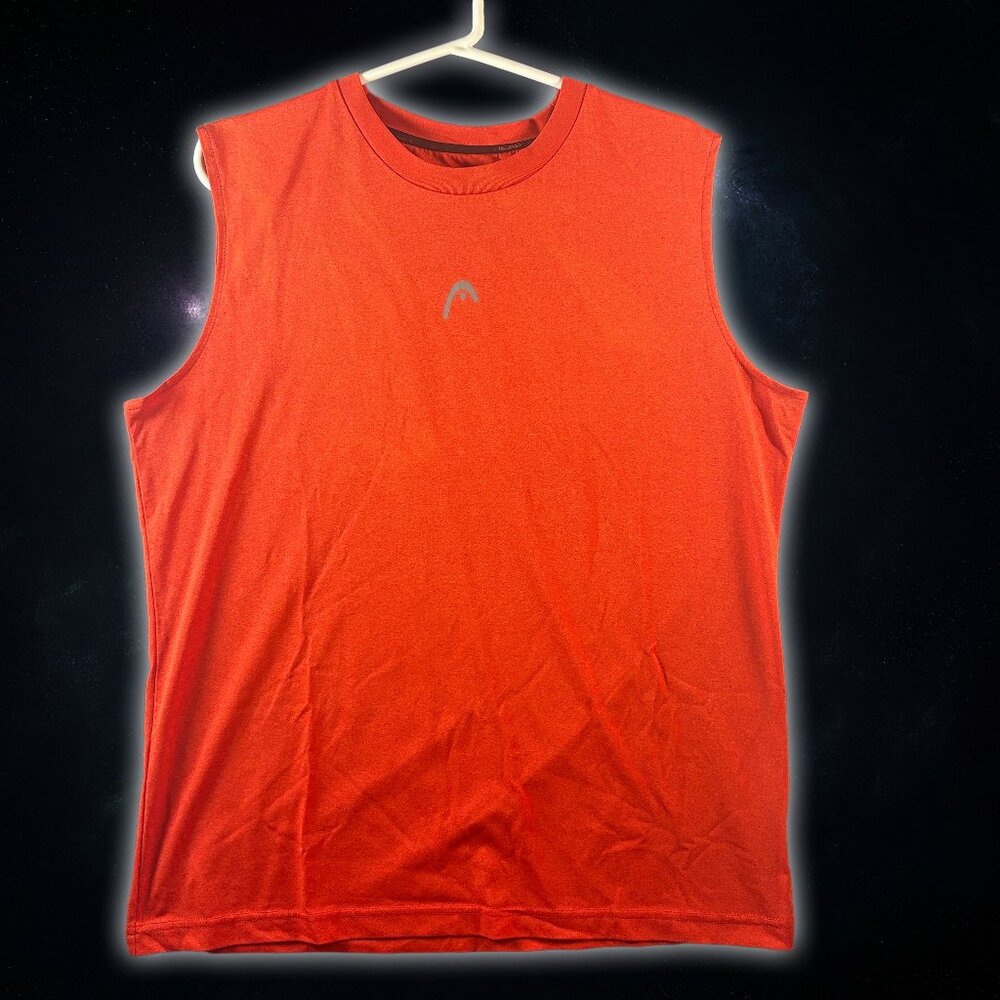Head Bright Orange Sleeveless Athletic Tanktop Logo Shirt Men's Size Large